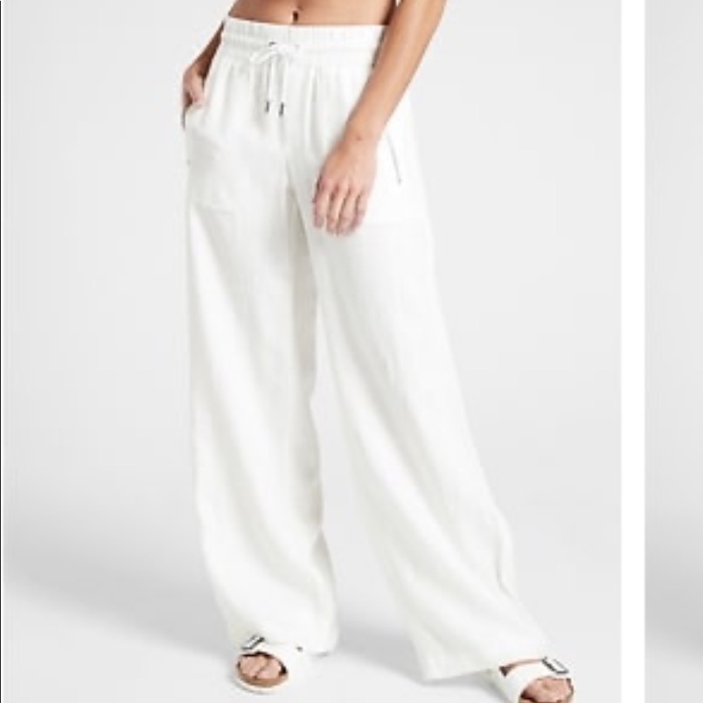 Cabo Linen Wide Leg Pant in Calla Lily